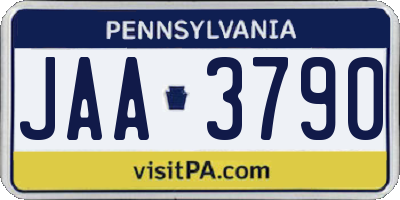 PA license plate JAA3790