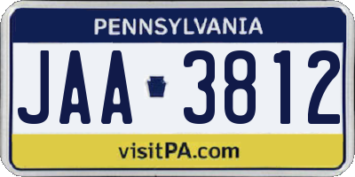 PA license plate JAA3812