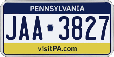 PA license plate JAA3827