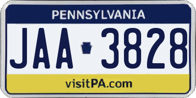 PA license plate JAA3828