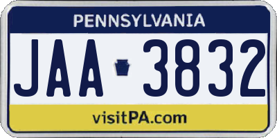 PA license plate JAA3832