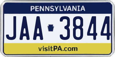 PA license plate JAA3844