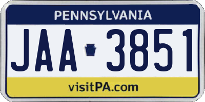 PA license plate JAA3851