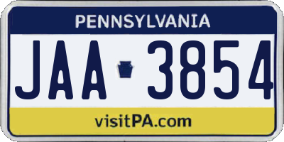 PA license plate JAA3854