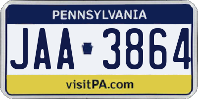 PA license plate JAA3864