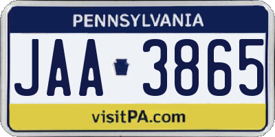 PA license plate JAA3865