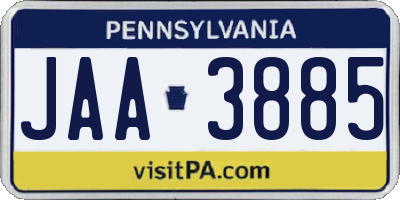 PA license plate JAA3885