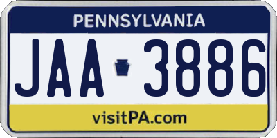 PA license plate JAA3886