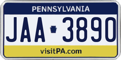PA license plate JAA3890