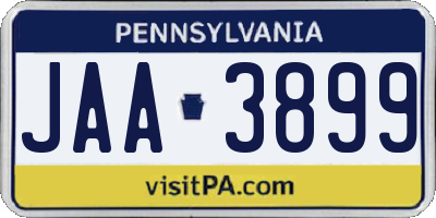 PA license plate JAA3899