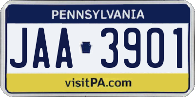 PA license plate JAA3901
