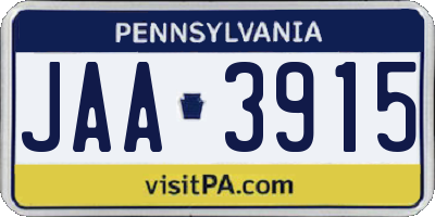 PA license plate JAA3915