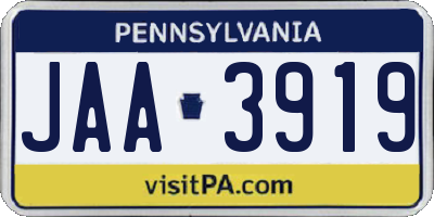 PA license plate JAA3919