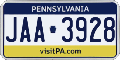 PA license plate JAA3928