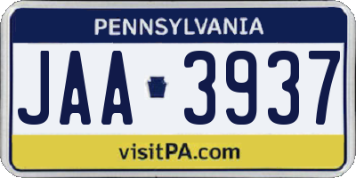 PA license plate JAA3937