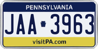 PA license plate JAA3963