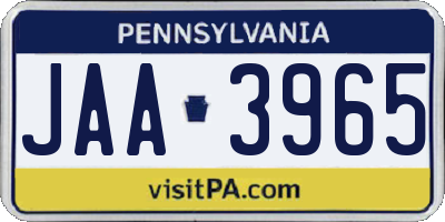 PA license plate JAA3965