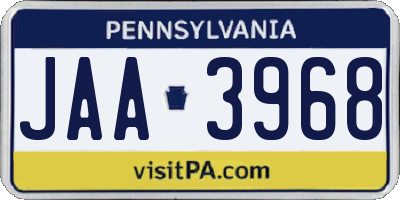 PA license plate JAA3968