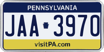 PA license plate JAA3970