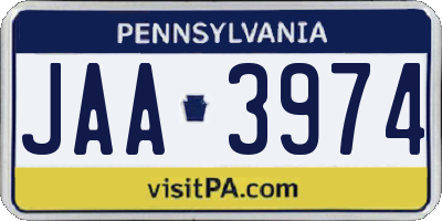 PA license plate JAA3974