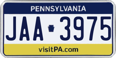 PA license plate JAA3975