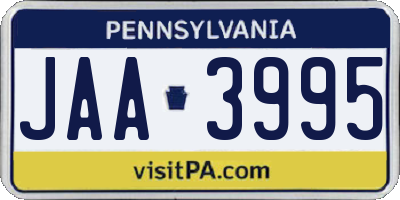 PA license plate JAA3995