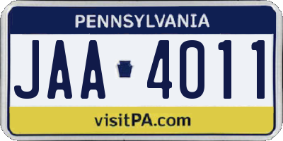 PA license plate JAA4011