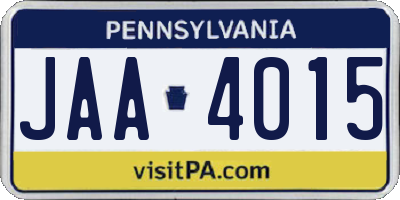 PA license plate JAA4015