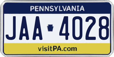 PA license plate JAA4028