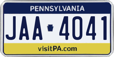 PA license plate JAA4041