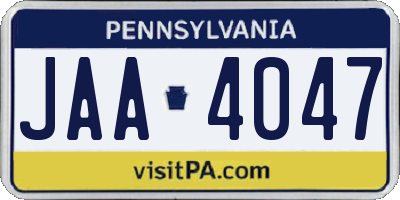 PA license plate JAA4047