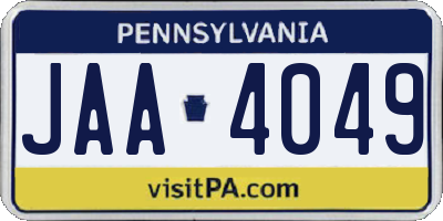 PA license plate JAA4049