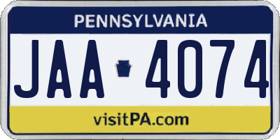 PA license plate JAA4074