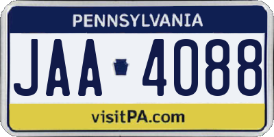 PA license plate JAA4088