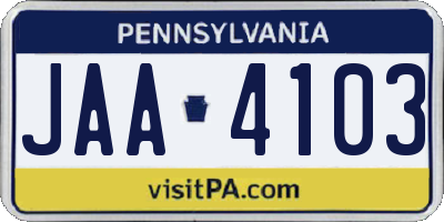 PA license plate JAA4103