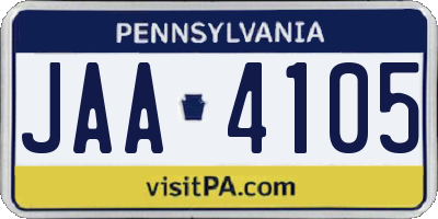 PA license plate JAA4105