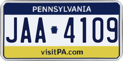 PA license plate JAA4109