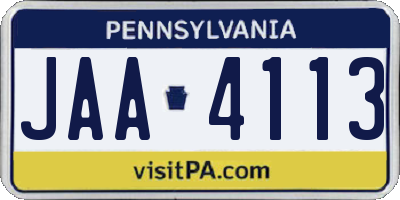 PA license plate JAA4113
