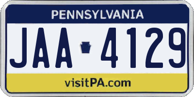 PA license plate JAA4129