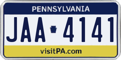 PA license plate JAA4141