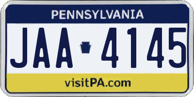PA license plate JAA4145
