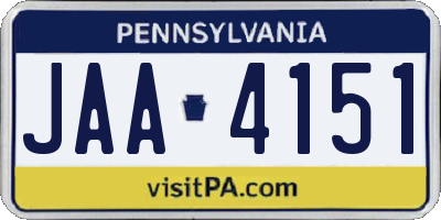 PA license plate JAA4151