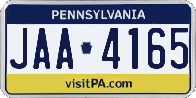 PA license plate JAA4165