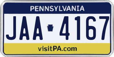 PA license plate JAA4167