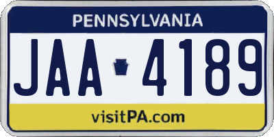 PA license plate JAA4189