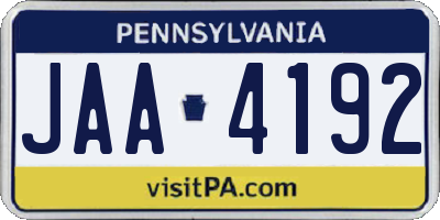 PA license plate JAA4192