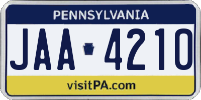PA license plate JAA4210