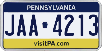 PA license plate JAA4213