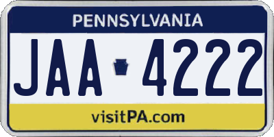 PA license plate JAA4222