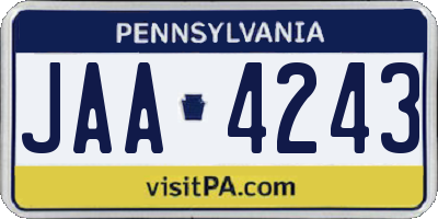 PA license plate JAA4243